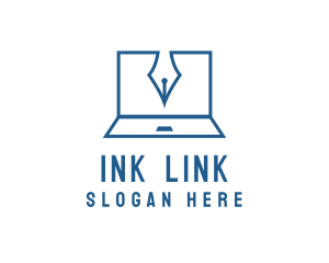 Blogger Laptop Pen logo design