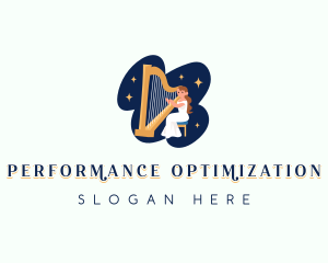 Female Harp Musician logo design