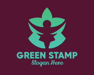 Green Lotus Flower Person logo design