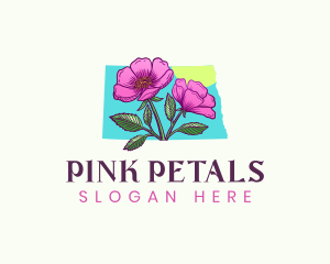 North Dakota Rose Flower logo design