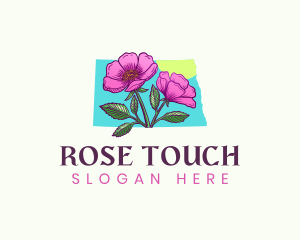 North Dakota Rose Flower logo