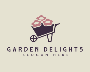 Flower Wheelbarrow Gardening logo design