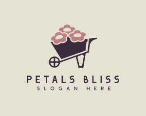 Flower Wheelbarrow Gardening logo design