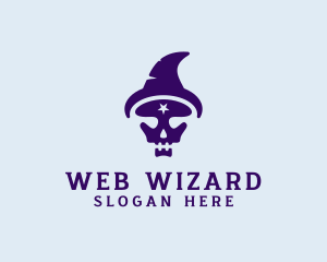 Spooky Skull Wizard logo design