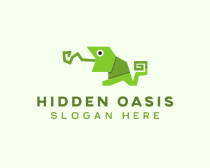 Origami Chameleon Animal logo