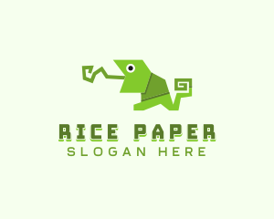 Origami Chameleon Animal logo design