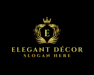 Elegant Shield Wreath logo design