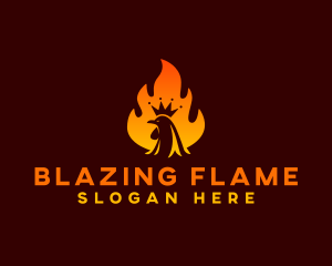 Flame Rooster Crown logo design