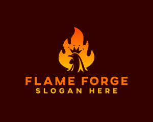 Flame Rooster Crown logo design