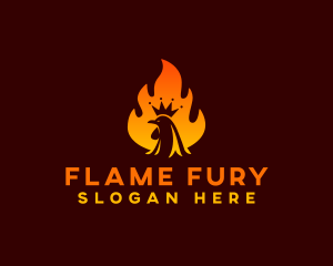 Flame Rooster Crown logo design