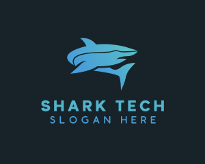 Aquatic Shark Fish logo design