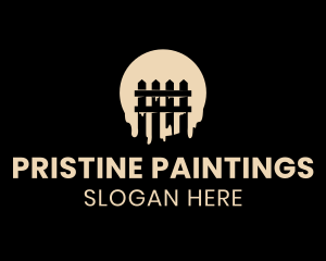 Round Fence Paint Drip logo design