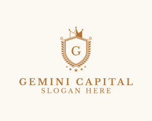 Luxury Crown Shield Wreath logo design