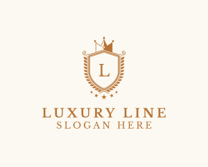 Luxury Crown Shield Wreath logo design