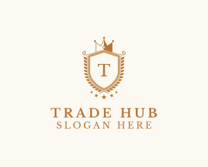 Luxury Crown Shield Wreath logo design