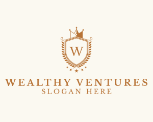 Luxury Crown Shield Wreath logo design