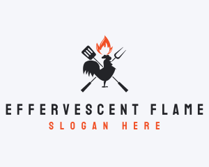 Flame BBQ Chicken logo design