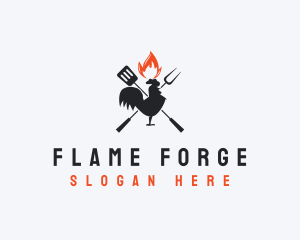 Flame BBQ Chicken logo design