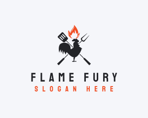 Flame BBQ Chicken logo design