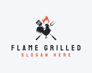 Flame BBQ Chicken logo design