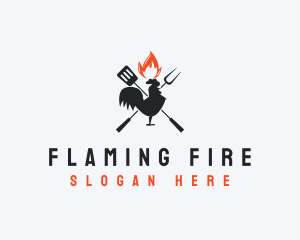 Flame BBQ Chicken logo design