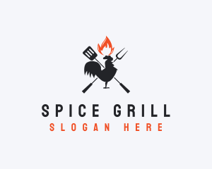 Flame BBQ Chicken logo design