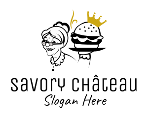 Grandma Crown Burger logo design