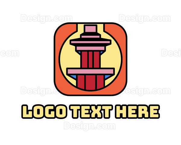 Geometric Asian Temple Logo