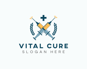 Medicine Syringe Vaccine logo design