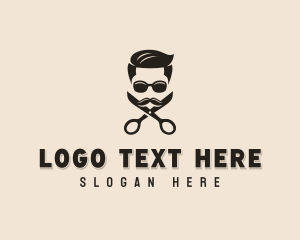 Hipster Hairstylist Scissors logo