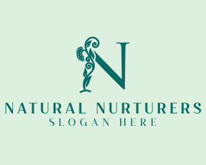 Natural Vine Letter N logo design