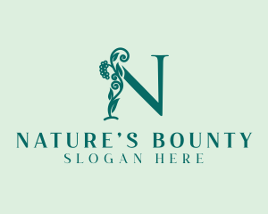 Natural Vine Letter N logo design