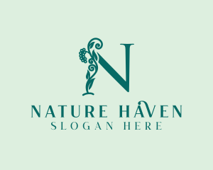 Natural Vine Letter N logo design