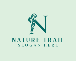 Natural Vine Letter N logo design