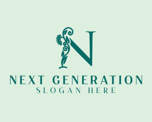 Natural Vine Letter N logo design