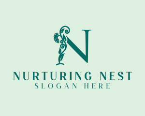 Natural Vine Letter N logo design