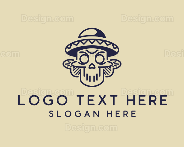 Sombrero Mexican Skull Logo