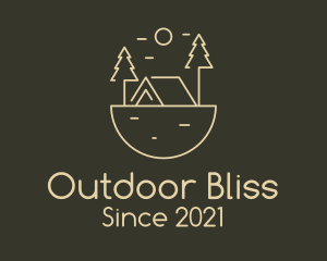 Minimalist Forest Cabin logo design