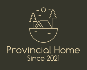 Minimalist Forest Cabin logo design