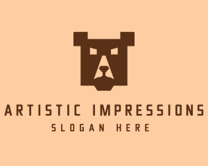 Digital Pixel Bear logo design