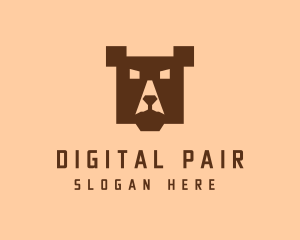 Digital Pixel Bear logo design