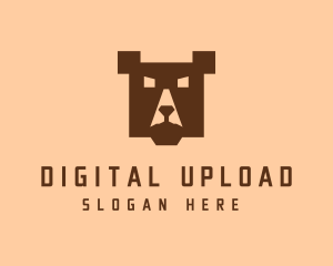 Digital Pixel Bear logo design