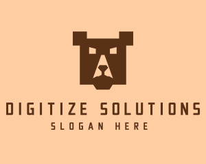 Digital Pixel Bear logo design