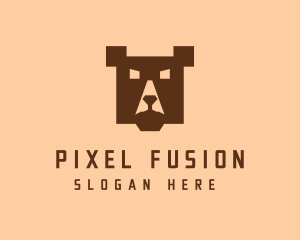 Digital Pixel Bear logo design