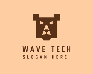 Digital Pixel Bear logo design