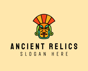 Mayan Head Mask logo design