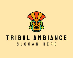 Mayan Head Mask logo design