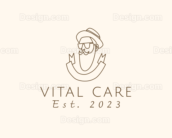 Retro Hipster Beard Man Logo