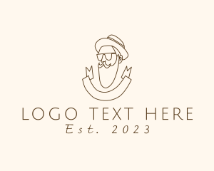 Retro Hipster Beard Man logo