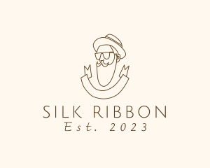 Retro Hipster Beard Man logo design